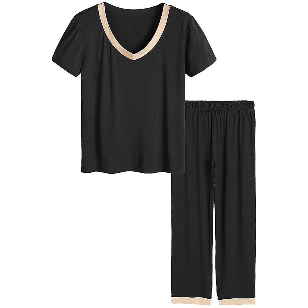 V-Neck Sleepwear Short SLV Top Pants Pajama Set